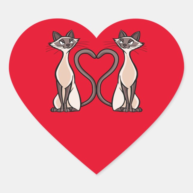 Sticker Coeur de Chats Siamais (Devant)