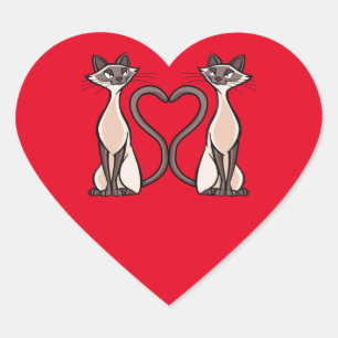 Sticker Coeur de Chats Siamais