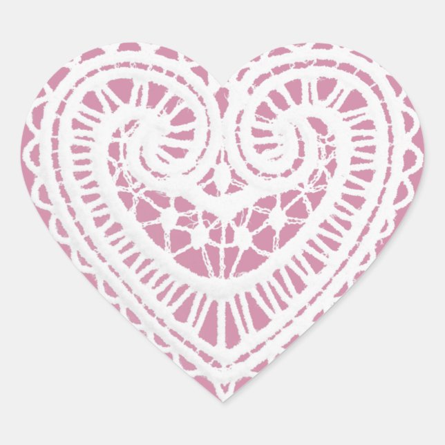 Sticker Coeur de dentelle rose (Devant)