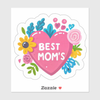 Sticker Coeur de l’amour de la mère - Coeur floral de la m