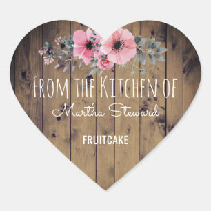 Sticker Cœur De la cuisine de nom Rustic Wood Country Chic