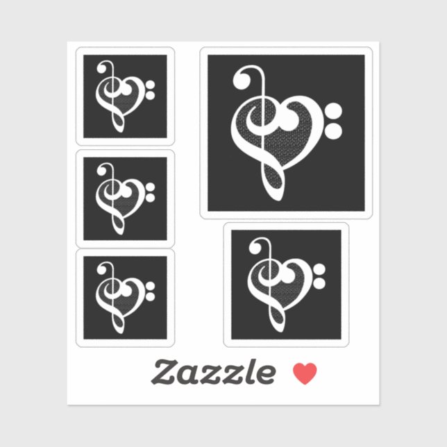 Sticker Coeur de musique - I Love Music (Feuille)
