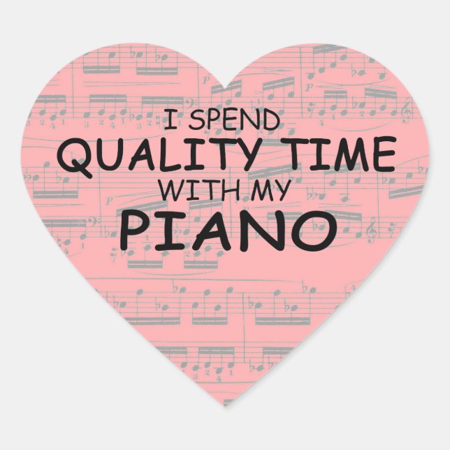 Sticker Coeur de piano temps de qualité (Devant)
