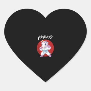 Sticker Cœur Débardeur licorne de karaté mignonne