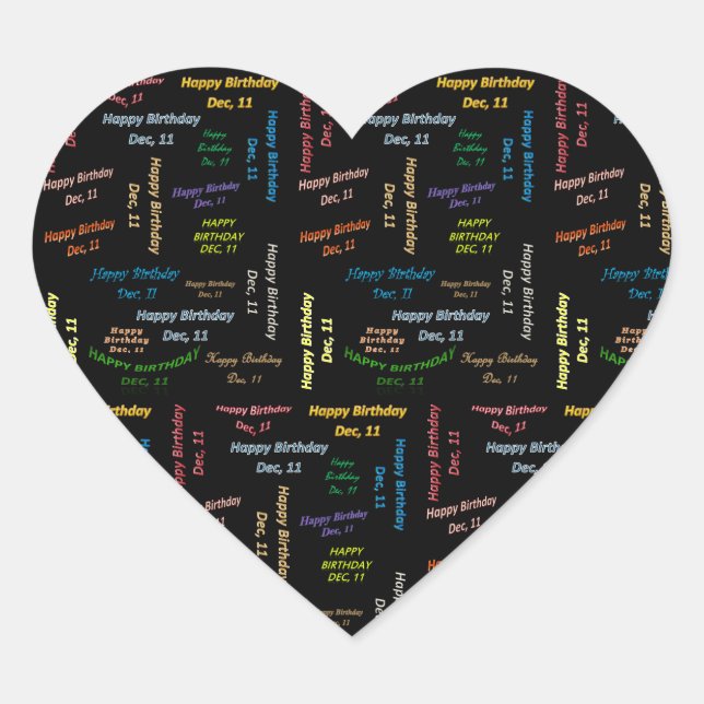 Sticker Cœur Décembre, 11 Anniversaire (Devant)