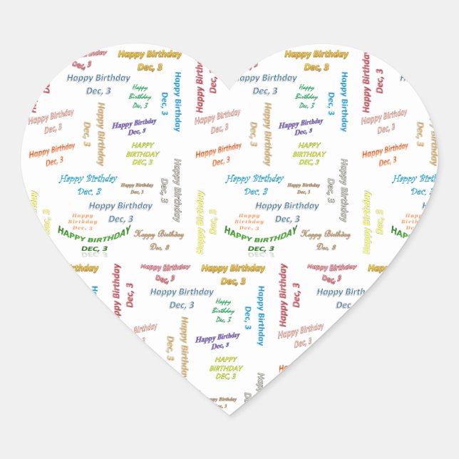 Sticker Cœur Décembre 3 Anniversaire (Devant)