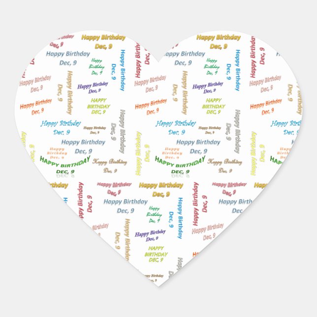 Sticker Cœur Décembre 9 Anniversaire (Devant)