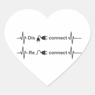 Sticker Cœur Déconnexion Amusante pour Reconnecter Minimaliste