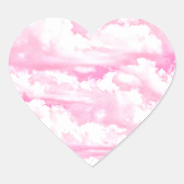 Sticker Cœur Décor Fuchsia Rose Joyeux Nuages (Devant)