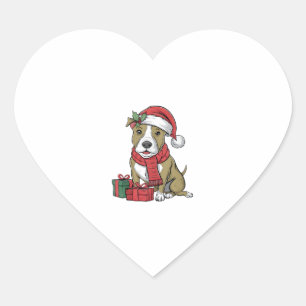 Sticker Cœur Décoration de fête de Noël Pitbull américain Terri