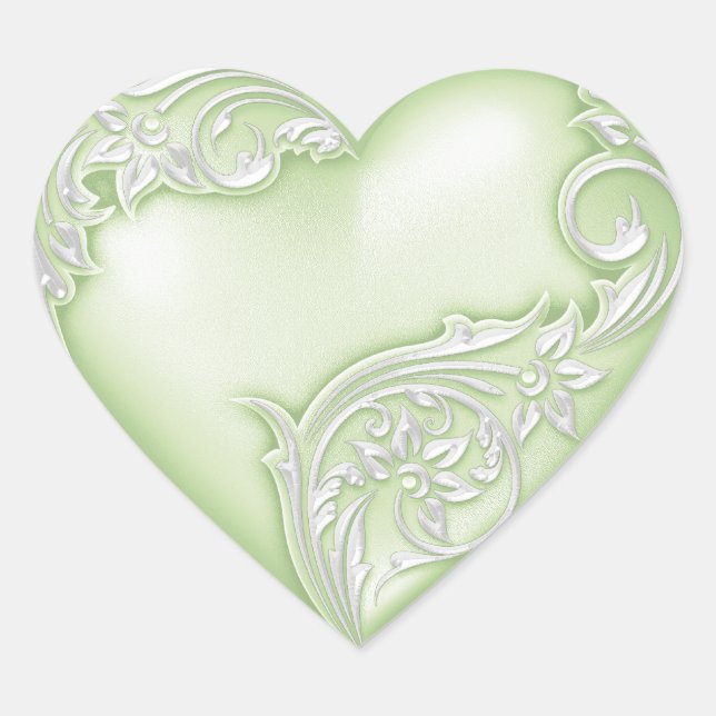 Sticker Cœur Défilement du coeur Vert doux et blanc (Devant)