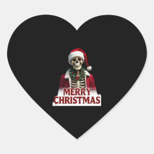 Sticker Cœur Déguisement squelette de père Noël crâne drôle de