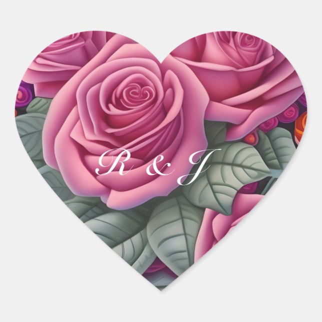 Sticker Cœur Délicat Pastel Mariage rose (Devant)
