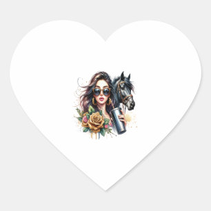 Sticker Cœur Demandez-Moi À Propos De Cheval Drôle Cheval