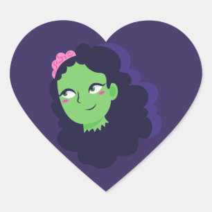 Sticker Cœur demi-mort halloween zombie femme monstre mariée