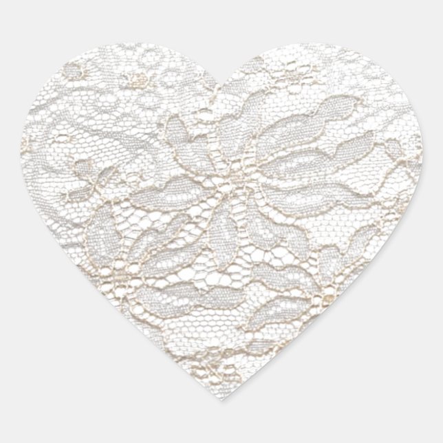 Sticker Cœur Dentelle blanche de Chantilly (Devant)