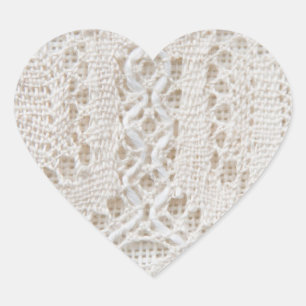 Sticker Cœur dentelle blanche vintage
