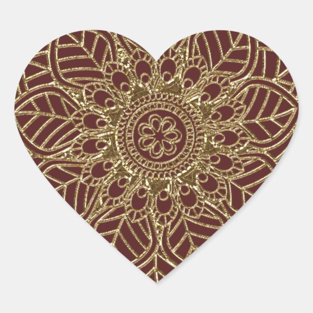 Sticker Cœur Dentelle d'or (Stickers en forme de coeur) (Devant)