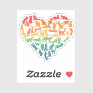 Sticker Coeur des chats Amoureux de les chats animaux colo