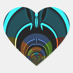 Sticker Cœur Design coloré du Bouclier Masaï