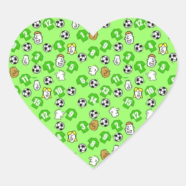 Sticker Cœur Design de football avec chemises vertes (Devant)