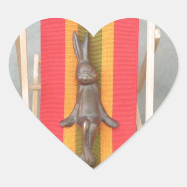 Sticker Cœur Design d'impression d'écran vectoriel de lapin rel (Devant)