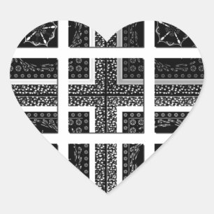 Sticker Cœur Design graphique À damiers noir, blanc et rouge