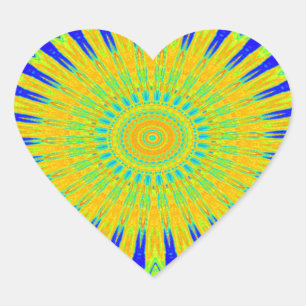 Sticker Cœur Design Motif africain en vert et en or