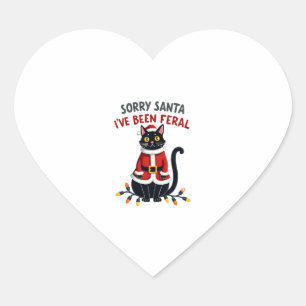 Sticker Cœur Désolé Père Noël J'ai été Feral Black Cat Christma