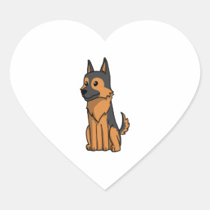 Sticker Cœur Dessin animé de German Shepherd