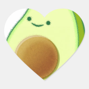 Sticker Cœur Dessin Avocado mignon
