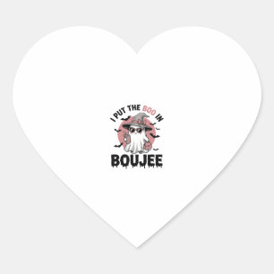 Sticker Cœur Dessin de gravure vintage Halloween fantôme Boujee