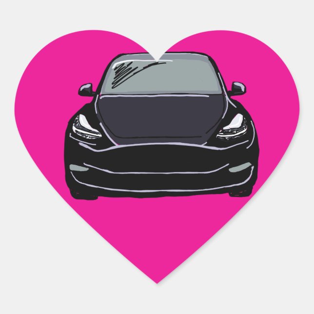 Sticker Cœur Dessin de voiture SUV de véhicule électrique noir (Devant)