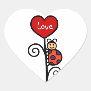 Sticker Cœur Dessin mignon personnalisé de coccinelle