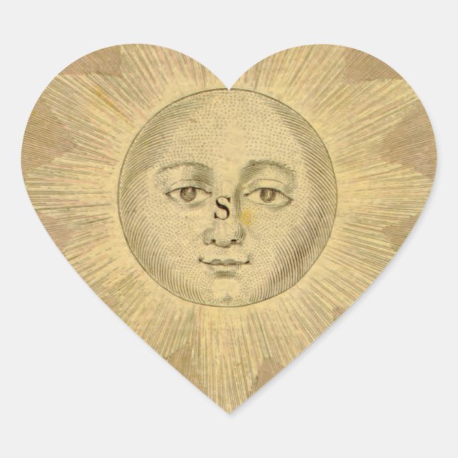 Sticker Cœur Détail du soleil de la carte des boeufs antiques,  (Devant)