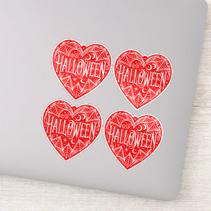 Sticker Cœur d'Halloween, Forme de cœur rouge, Vacances