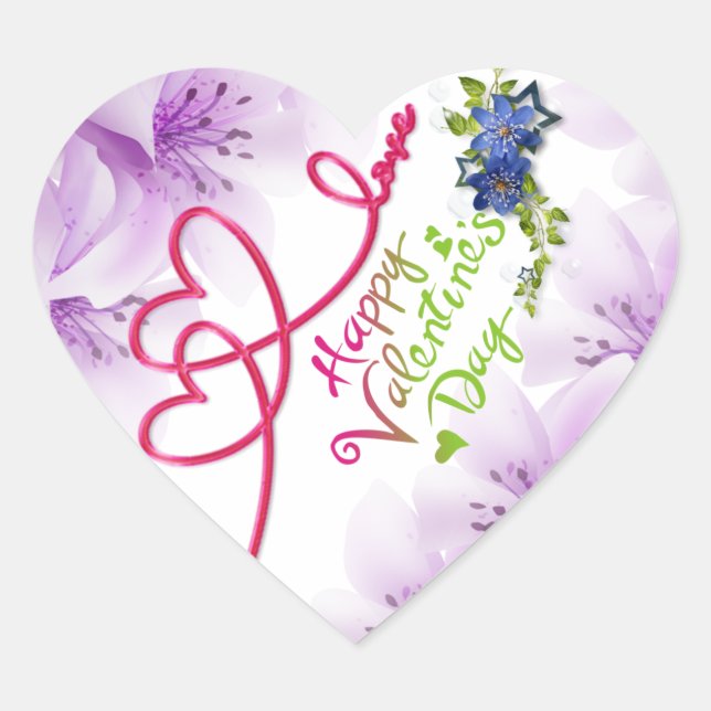 Sticker Cœur día de san Valentín flores lindas (Devant)
