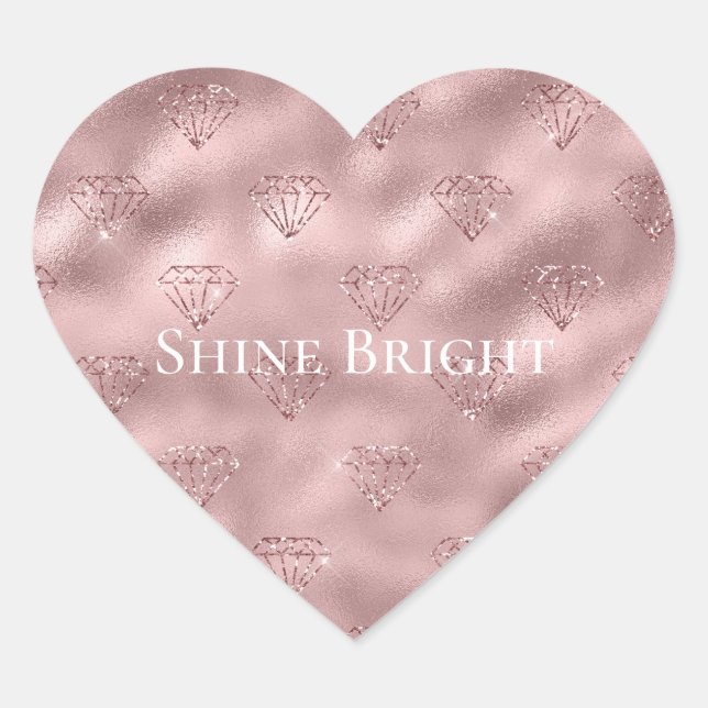 Sticker Cœur Diamants Parties scintillant or rose (Devant)
