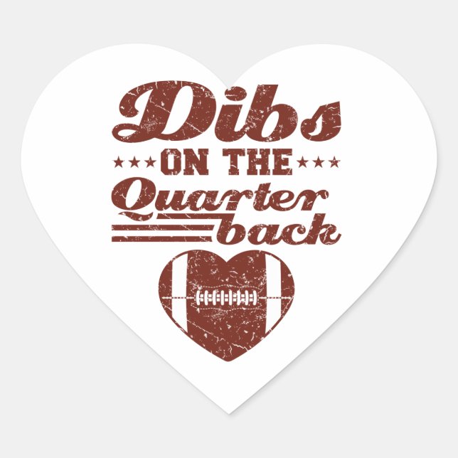Sticker Cœur Dibs sur le quarterback de football petite amie (Devant)