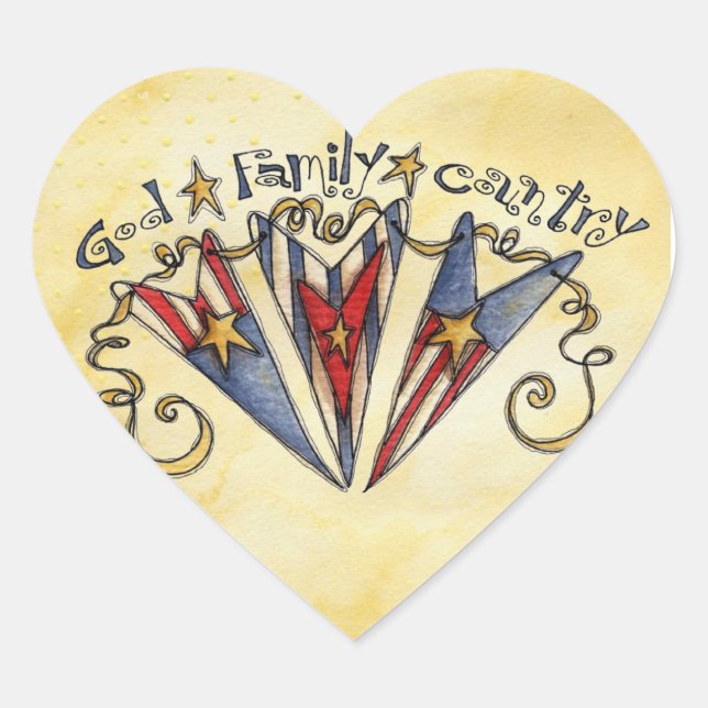 Sticker Cœur Dieu Famille Pays Amérique (Devant)