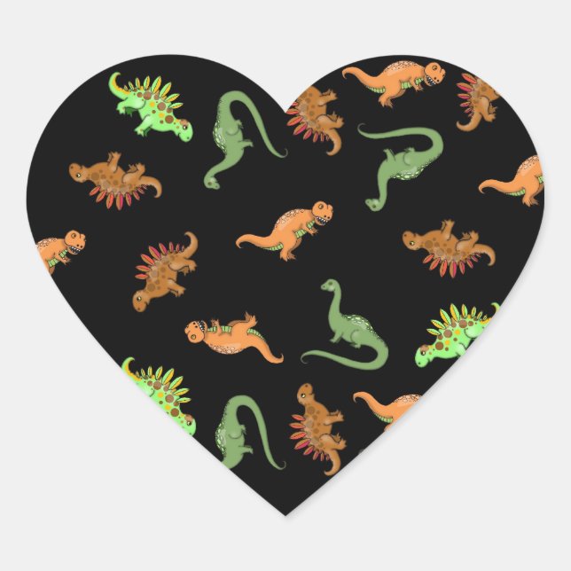 Sticker Cœur Dinosaure cute (Devant)