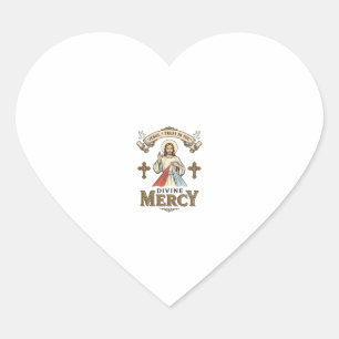 Sticker Cœur Divine Mercy Jésus Gravure Vintage T-shirt Religie