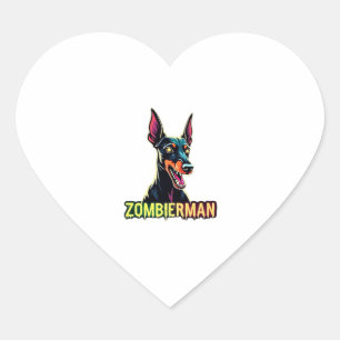 Sticker Cœur Doberman Dobie Doby Dobermann Chien Zombie Hallowe