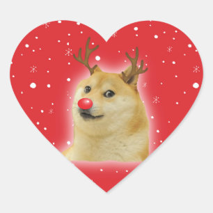 Sticker Cœur Doge Dogright Doggo Chien Carte de Mème de Noël ro