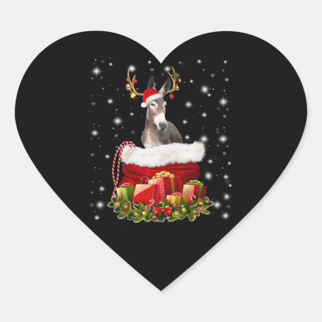 Sticker Cœur Donkey Lover Venin | Happy Donkey Merry Christmas (Devant)