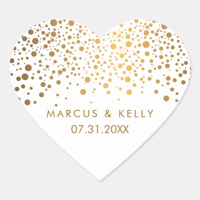 Sticker Cœur Dots d'or Confetti | MARIAGE (Devant)