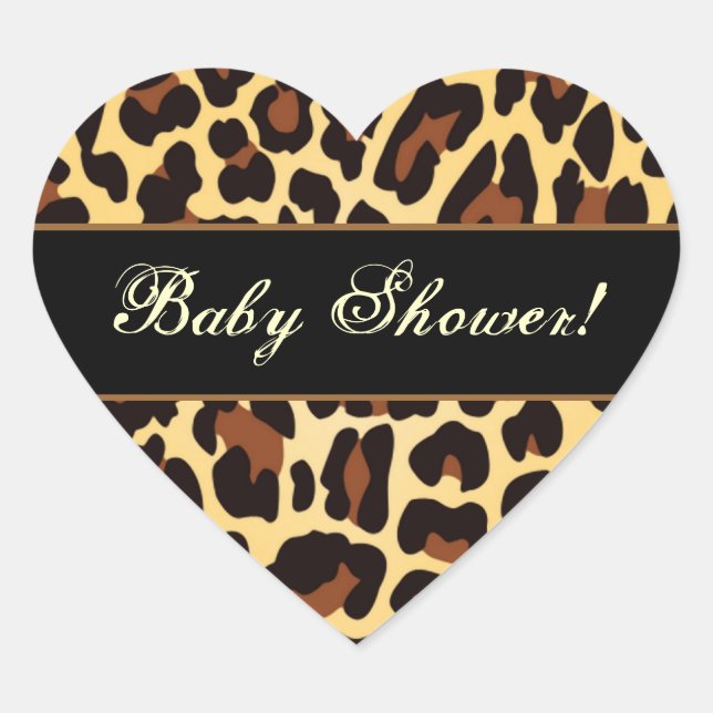 Sticker Cœur Douche bébé Leopard Gold et Black tendance (Devant)