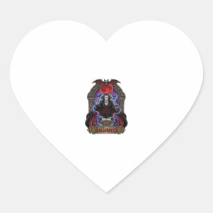 Sticker Cœur Dracula Halloween Lune Rouge Chauves-Souris Crâne_
