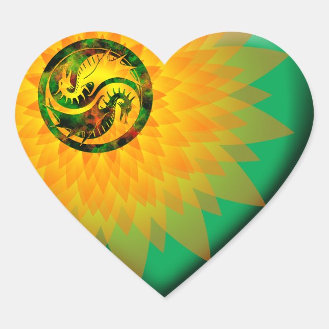 Sticker Cœur Dragon Yin Yang (Devant)