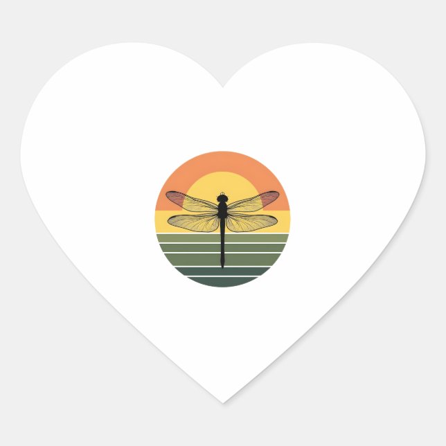Sticker Cœur Dragonfly Retro (2) (Devant)